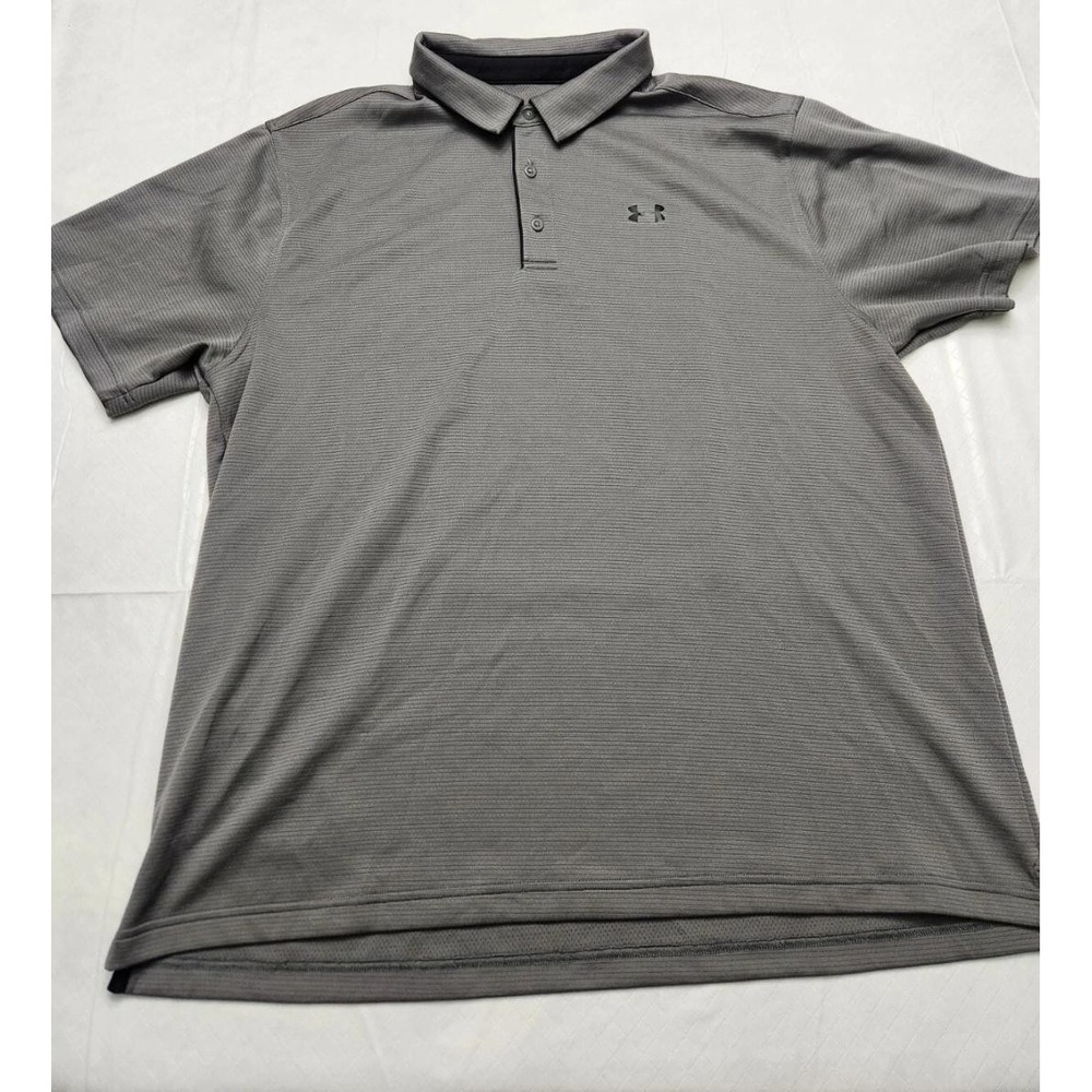 Under Armour Shirt Mens 2XL Gray HeatGear‎ Performance Polo Golf Athletic Loose